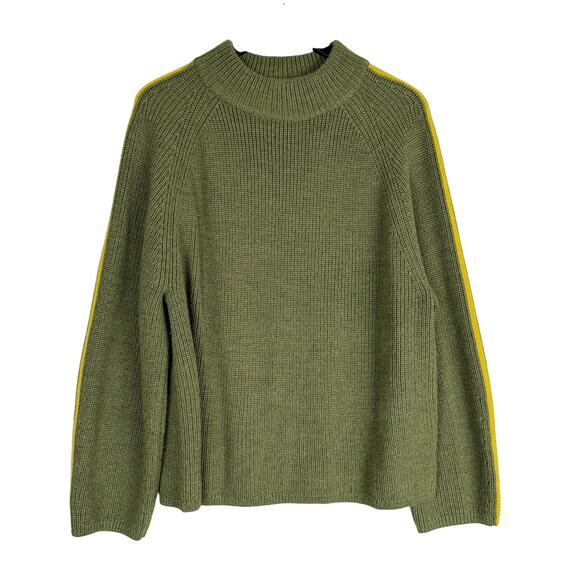Velvet by Graham & Spencer Sweaters - Velvet by Graham & Spencer Teagan Mock Neck Sweater Wool Green Yellow Stripe - L